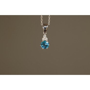 Blue Topaz Pırlanta Kolye