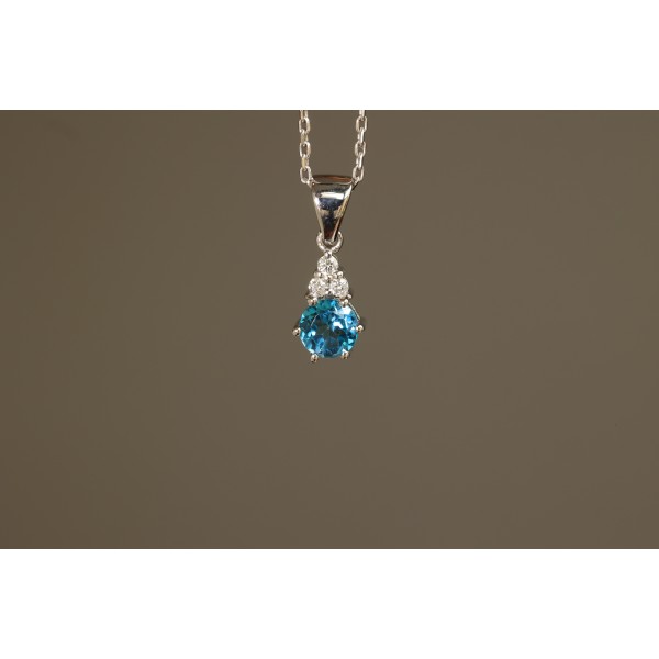 Blue Topaz Pırlanta Kolye